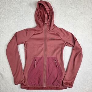 Adidas Terrex Tech Flooce Womens Stretch Hooded Zip Hiking Jacket Size XS